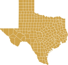 Texas state map showing service areas